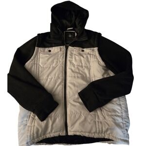 Distortion Black/White Zip Up Hooded Mens Jacket Size XL
